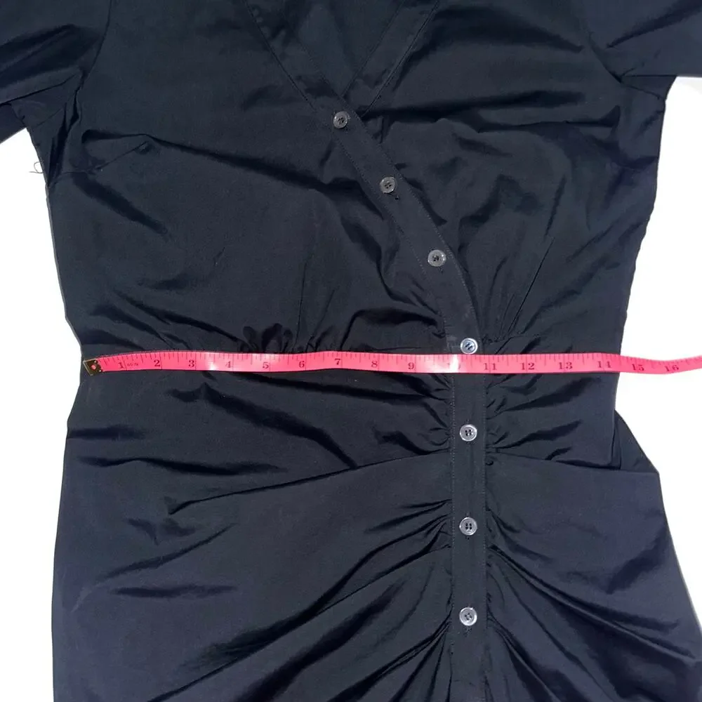 SOLD 💕Veronica Beard Atia Black Ruched Cotton Button Front Dress Size 8 - Picture 11 of 13
